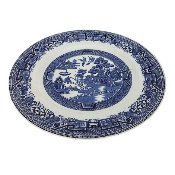 Antique Ridgway Willow North Staffordshire Blue White Plate Lawley England - Picture 7 of 8